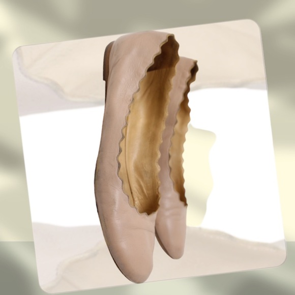 Chloe Scalloped Edge Ballet Flats 39 Nude - Picture 5 of 6